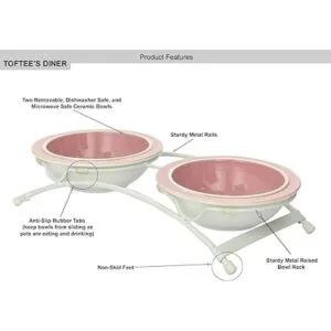 PetRageous 44355 Toftees Paws Comedor con dos tazones de