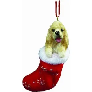 Cocker Spaniel Adorno navideño con diseño de Papá Noel_1