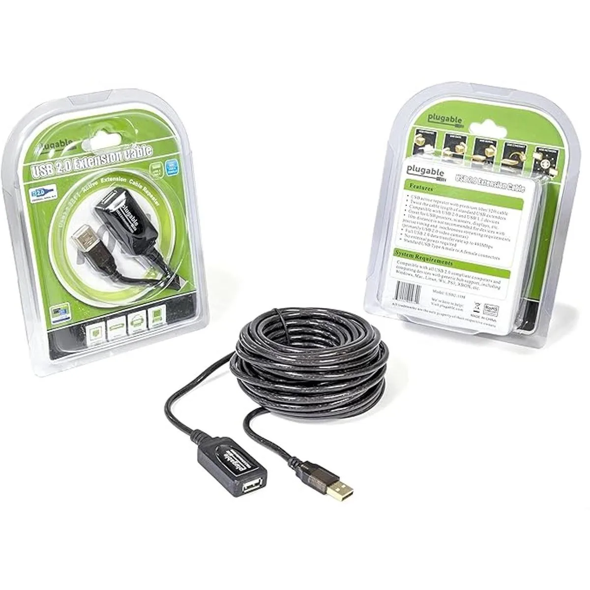 Cable de extensión USB enchufable 33 negro USB210M_2