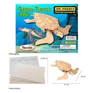 Puzzled Puzzles 3D de madera natural TURTLE VERDE 26_2