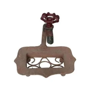 Creative CoOp Jabonera de metal rústico DE1895 con grifo