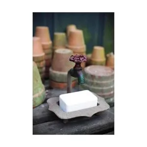 Creative CoOp Jabonera de metal rústico DE1895 con grifo