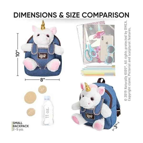 Naturally KIDS Mochila pequeña de unicornio para niñas