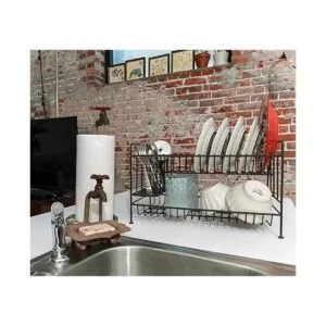 Creative CoOp Jabonera de metal rústico DE1895 con grifo