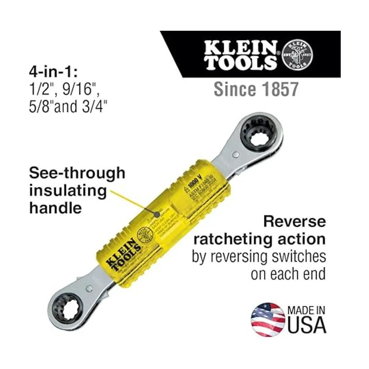 Klein Tools KT223X4INS Llave de caja 4 en 1 con aislación_2