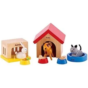 Animales de madera para casas de muñecas Family Pets de Hape_2