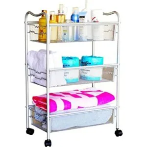 DecoBros carro de malla de metal color plateado_1