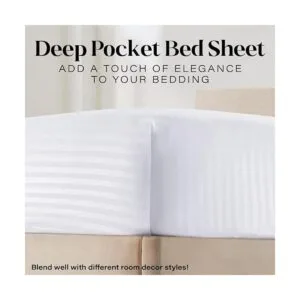 ITALIANO 4pc King Hoja Set de rayas color blanco_3