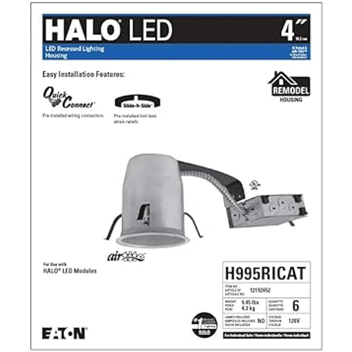 Halo Recessed H995RICAT6PK Carcasa de remodelación LED IC_3