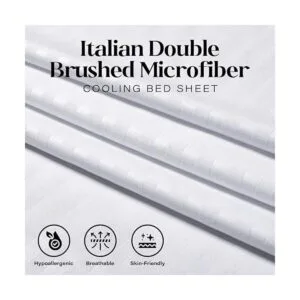 ITALIANO 4pc King Hoja Set de rayas color blanco_4