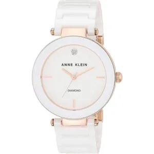 Anne Klein Reloj de pulsera de cerámica con diamantes_1