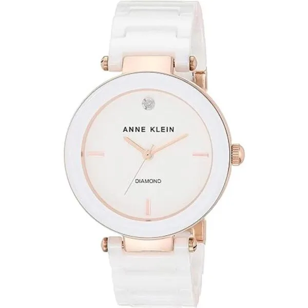 Anne Klein Reloj de pulsera de cerámica con diamantes_1
