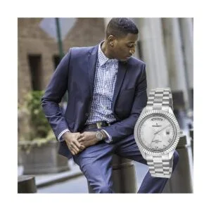 Peugeot Reloj de lujo con bisel acanalado de acero_4