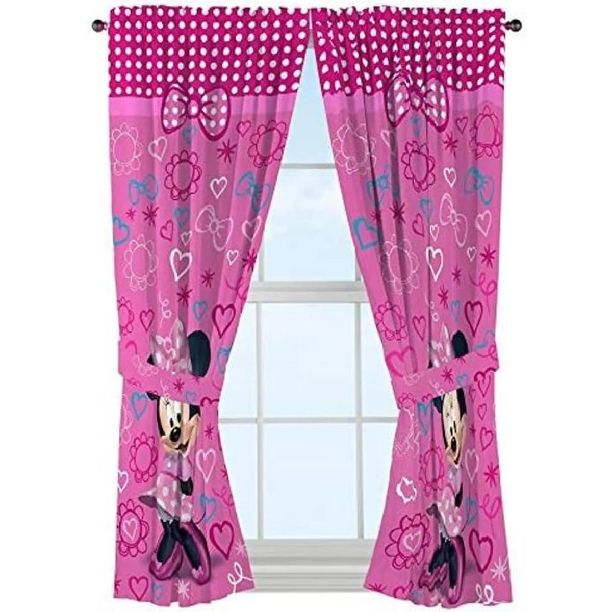 Disney Minnie Mouse Cortinas de ventana con diseño de_1