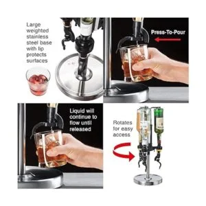 OGGI Dispensador de licor giratorio de 3 botellas acero_3