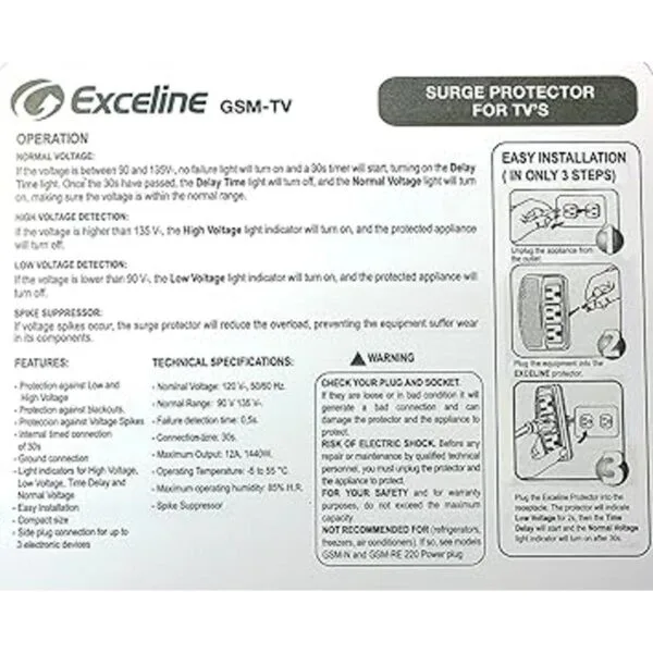 3Outlet Electronic Surge Protector para TV S equipo de_4