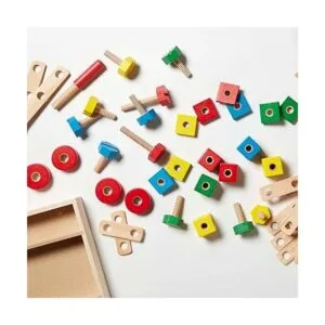 Kit de construcción de madera Melissa Doug en una caja