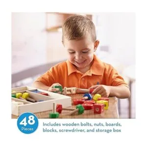 Kit de construcción de madera Melissa Doug en una caja