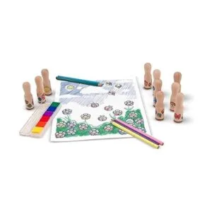 Melissa Doug Juego de sellos Deluxe Happy Handle con 10