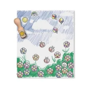 Melissa Doug Juego de sellos Deluxe Happy Handle con 10