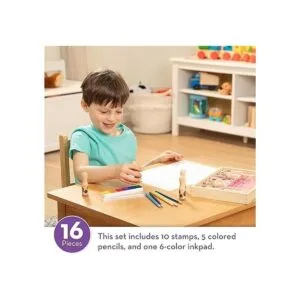 Melissa Doug Juego de sellos Deluxe Happy Handle con 10