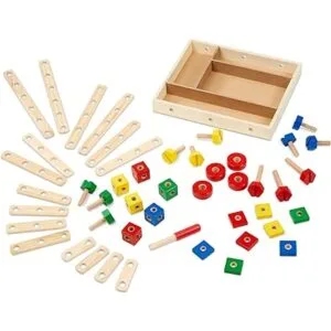 Kit de construcción de madera Melissa Doug en una caja