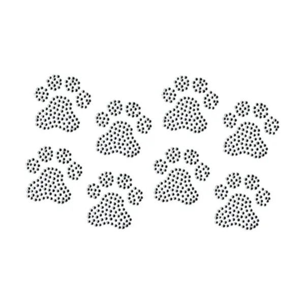Conjunto de 8 Paws Clear Rhinestone Hierro Sobre Paws de