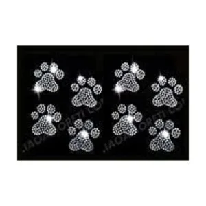 Conjunto de 8 Paws Clear Rhinestone Hierro Sobre Paws de