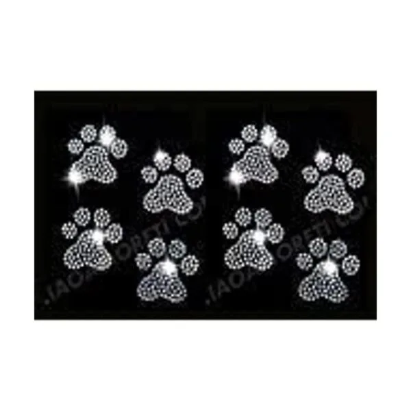 Conjunto de 8 Paws Clear Rhinestone Hierro Sobre Paws de