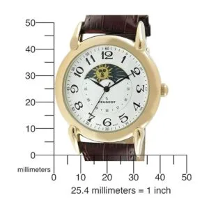 Peugeot Reloj de vestir de cuero vintage chapado en oro_5