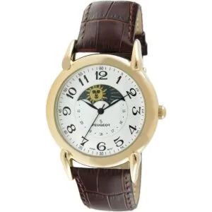 Peugeot Reloj de vestir de cuero vintage chapado en oro_1