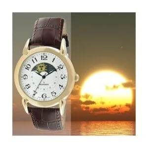 Peugeot Reloj de vestir de cuero vintage chapado en oro_2