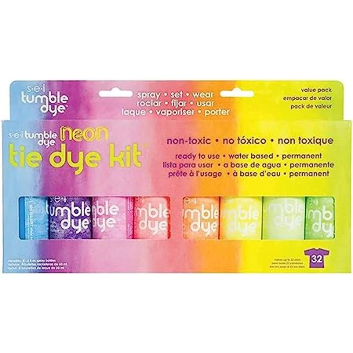 S.E.I. Kit de teñido anudado neón tinte en aerosol de_1