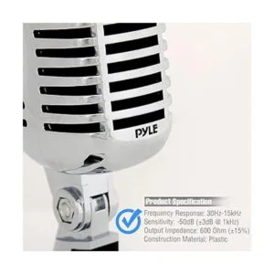 Micrófono clásico retro Pyle PDMICR42R con cable de 16_6