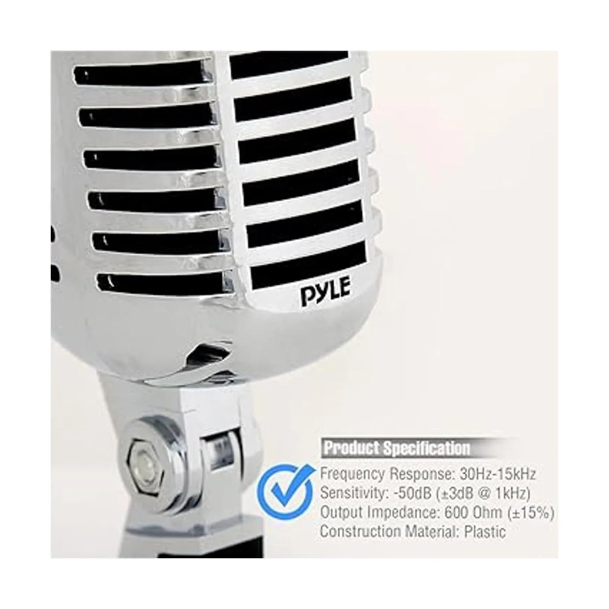 Micrófono clásico retro Pyle PDMICR42R con cable de 16_6