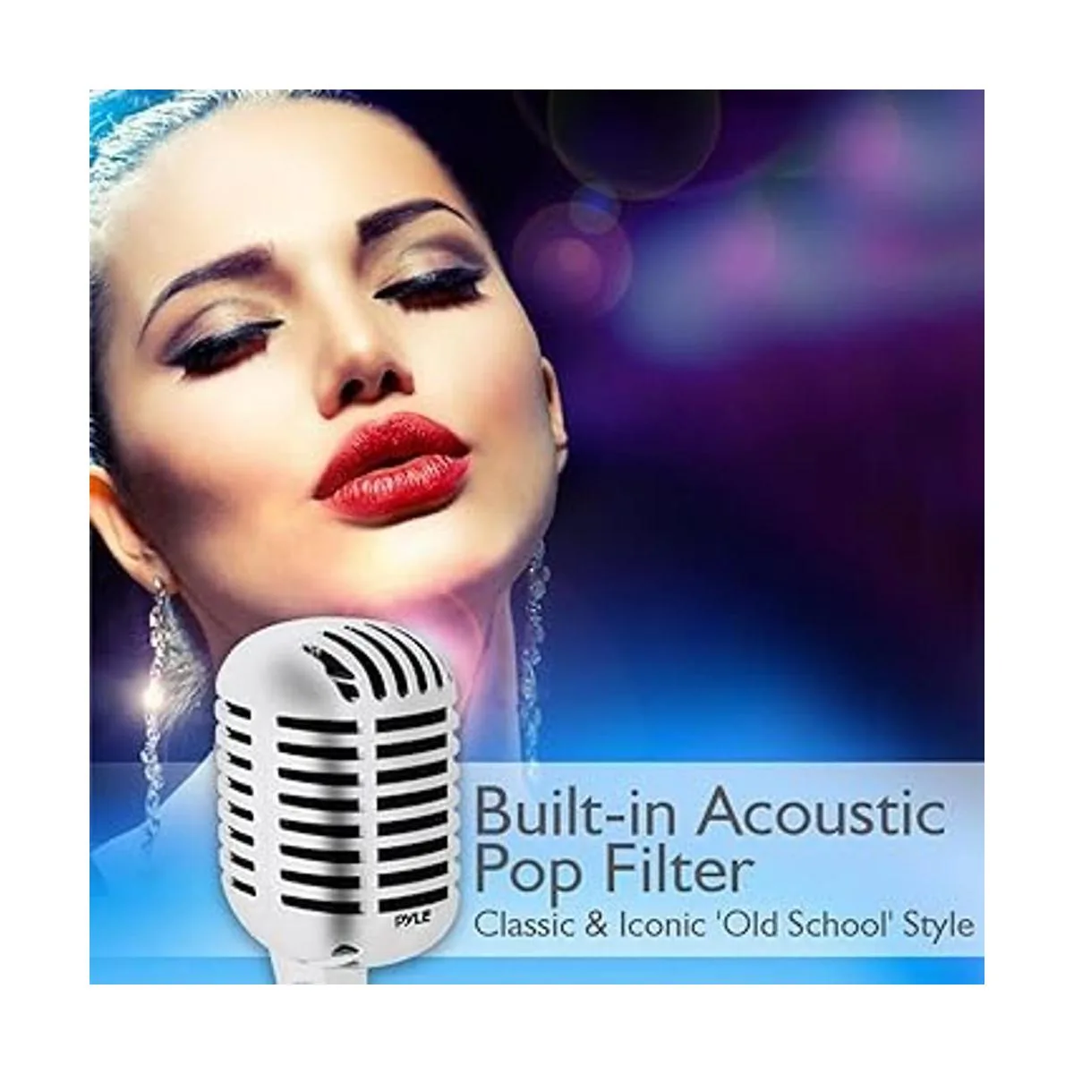 Micrófono clásico retro Pyle PDMICR42R con cable de 16_4