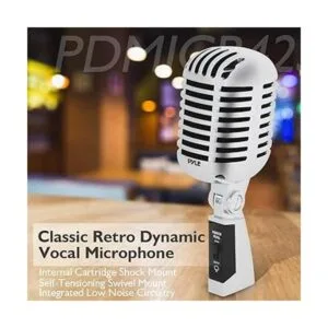 Micrófono clásico retro Pyle PDMICR42R con cable de 16_5