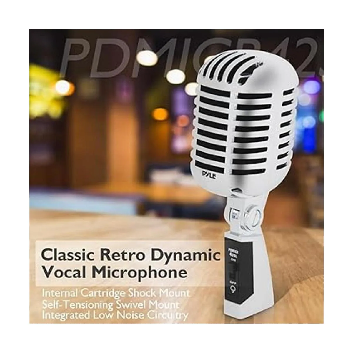 Micrófono clásico retro Pyle PDMICR42R con cable de 16_5