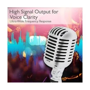 Micrófono clásico retro Pyle PDMICR42R con cable de 16_3