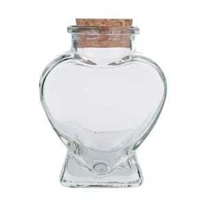 Botella de cristal en forma de corazón con corcho 314_1
