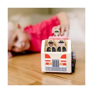 Melissa Doug Camión de bomberos de madera con 3 figuras