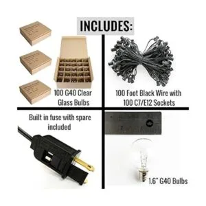 100 foot Globe Patio String Lights Set de 100 G40