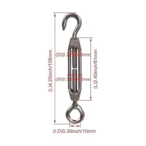 BQLZR M4 Tensor de cable de acero gancho y ojo acero_6