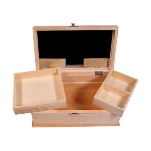 Joyero de madera sin terminar con espejo y compartimentos_3