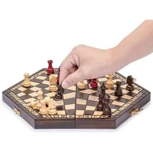 Ajedréz de madera para tres jugadores 11 pulgadas_5