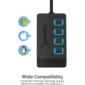 Sabrent USB de 4 puertos 3.0 Hub con interruptores_4