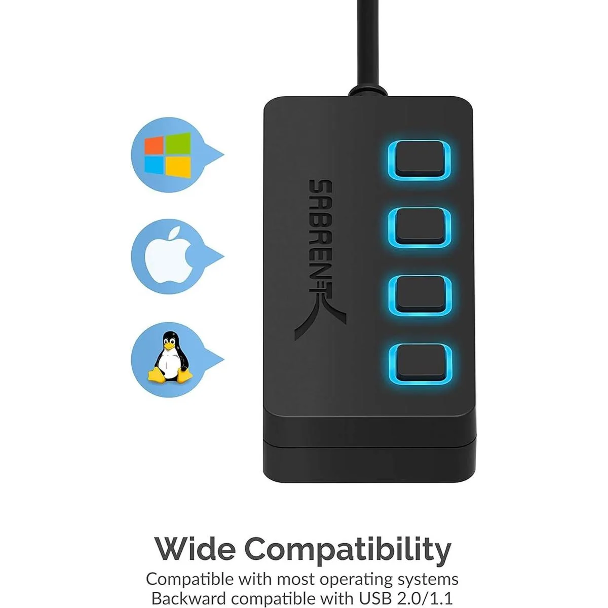 Sabrent USB de 4 puertos 3.0 Hub con interruptores_4