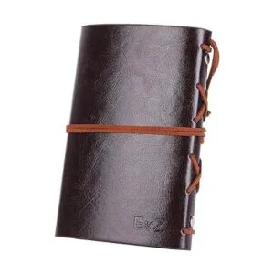 Diario con tapas de cuero estilo retro en blanco con_2