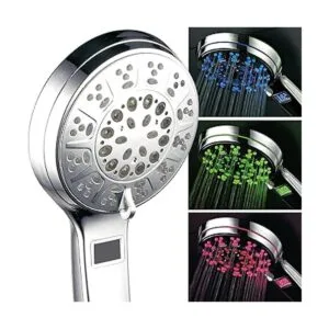 HotelSpa cabezal de regadera portátil de cromo LEDLCD