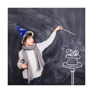 Sombrero de fiesta de mago de terciopelo azul con estrella_2